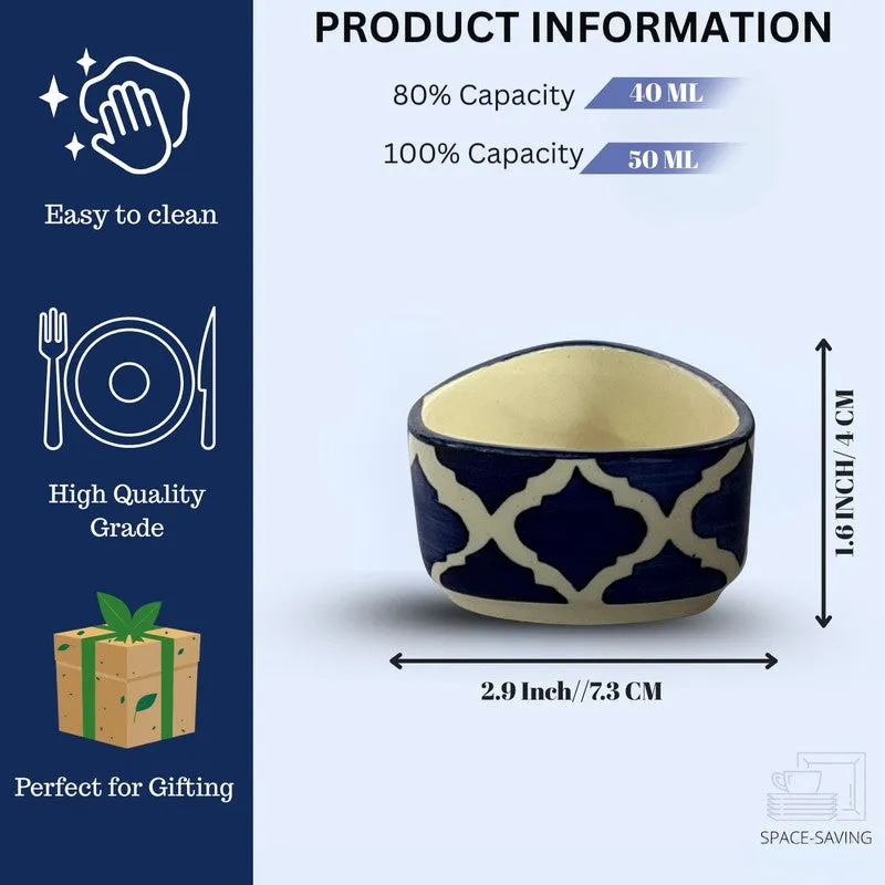 Servyx Ceramic Dip Bowls (Blue,White ,50 mL Each) - Set Of Six media 8