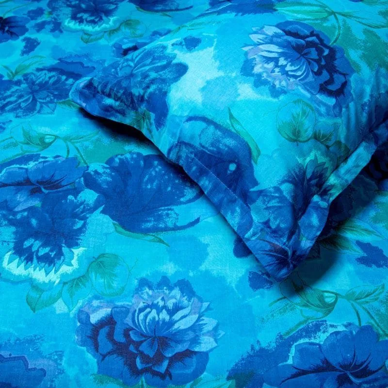 Swayam Beatific Blue Cotton Bedsheet - 180 TC media 4