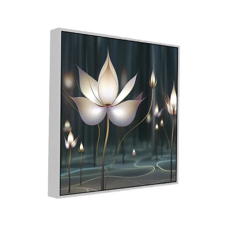 White Lotus Canvas Wall Art With Frame media 3