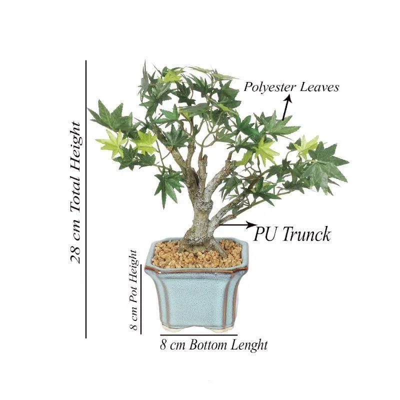 Faux Maple Bonsai In Tub Pot (28 cms) - Green & White media 4