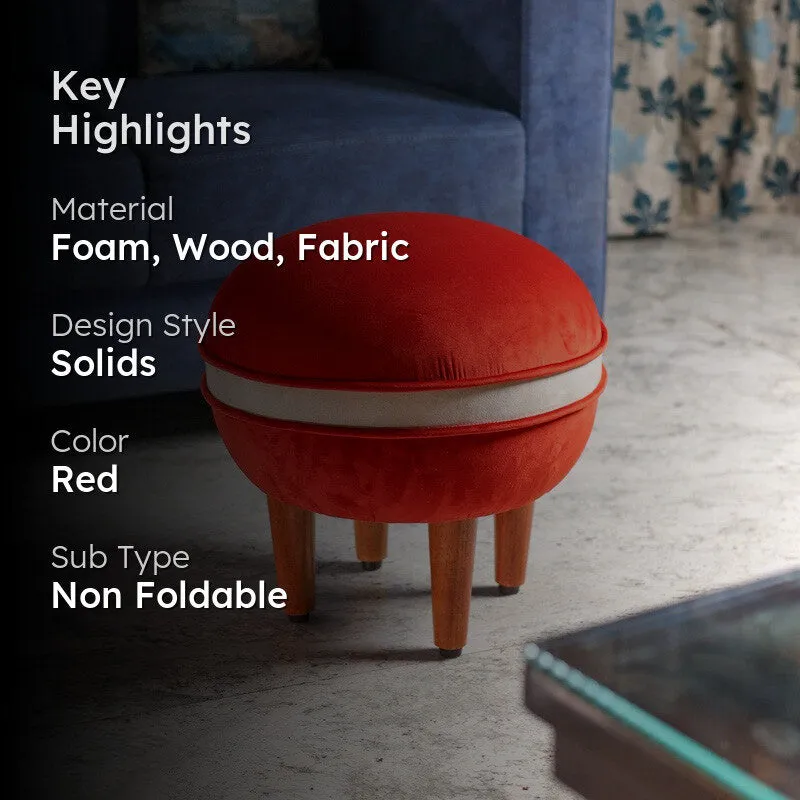 Contemporary Velvet Footrest Ottoman  Red media 2