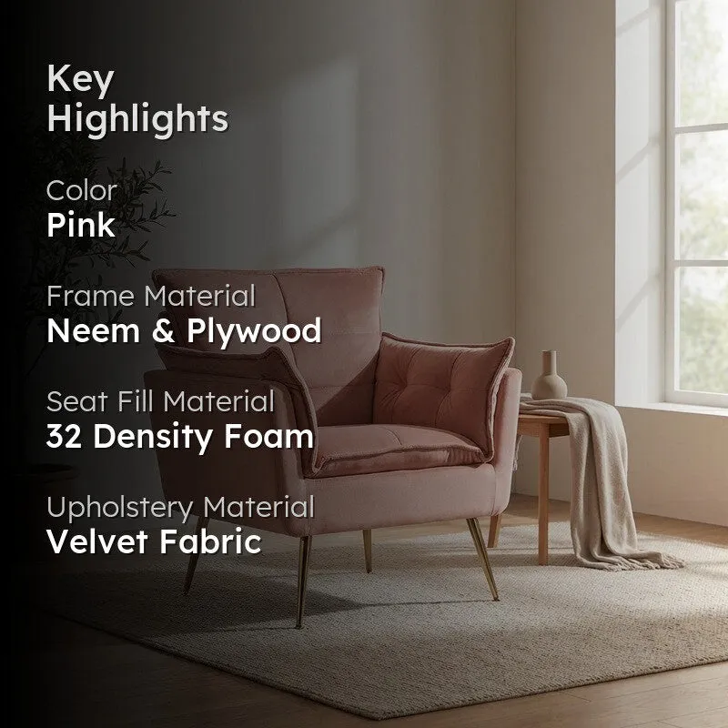 Contura Neem Wood Accent Chair - Pink media 2