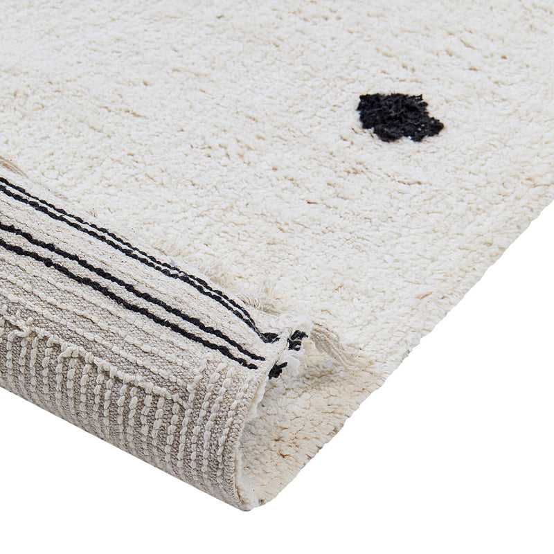 Polka Drops Tufted Cotton Area Rug - Black,White media 5