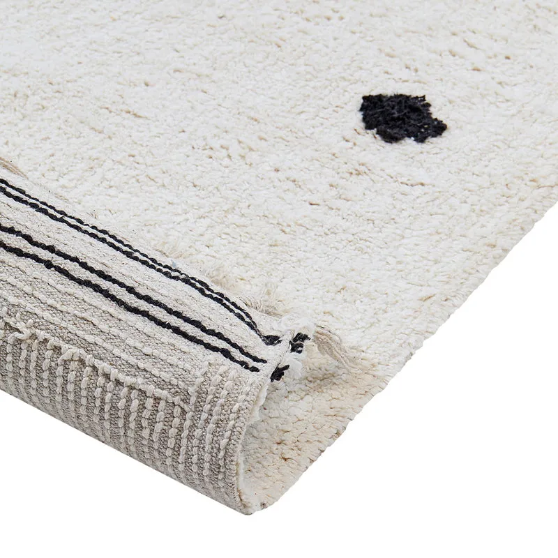 Polka Drops Tufted Cotton Area Rug - Black,White - 5