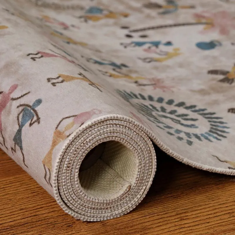 Celebrian Abstract Polyester Anti-Skid Carpet -Ivory & Brown media 8