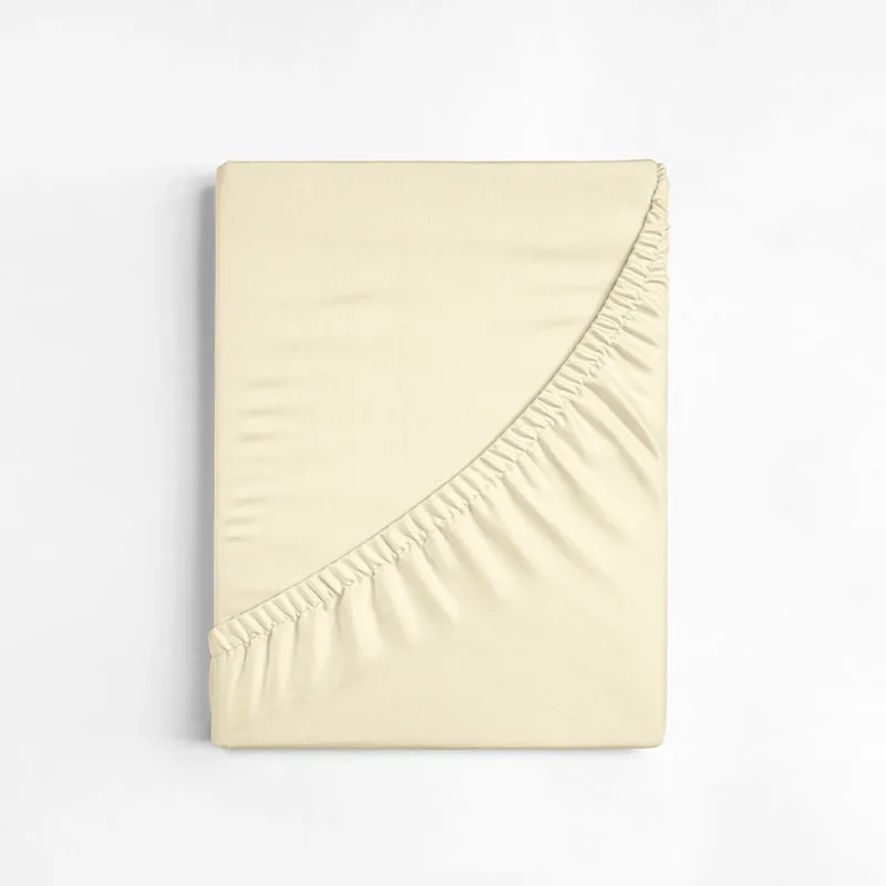 Maison Fitted Solid Cotton Bedsheet (Ivory) - 400 TC media 10