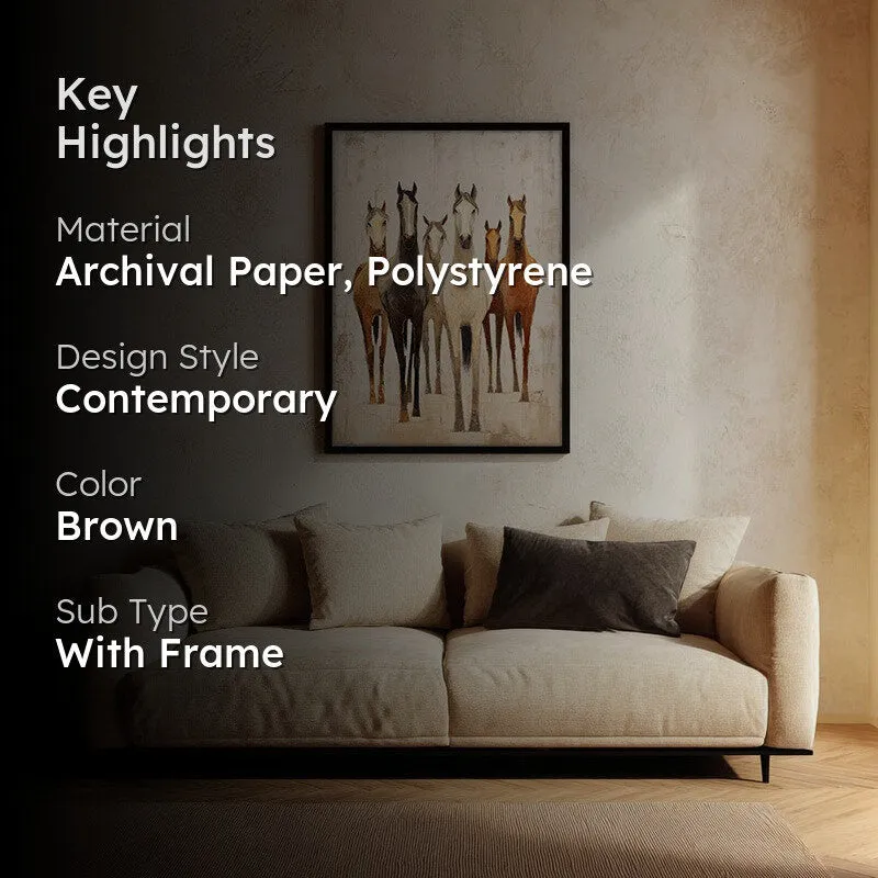 Dynamic Horse Wall Painting With Black Frame media 2