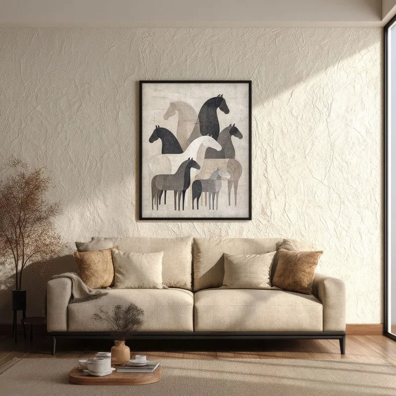 Abstract Horse Collective Wall Painting With Black Frame media 3
