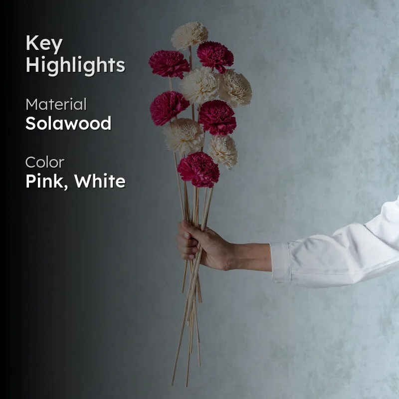 Berta Carnation Sola Flower Stick (Pink & White) - Set Of Ten media 2