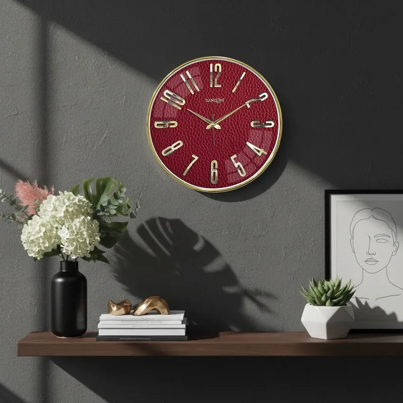 Elite Numeric Plastic Wall Clock - Maroon & Gold media 1