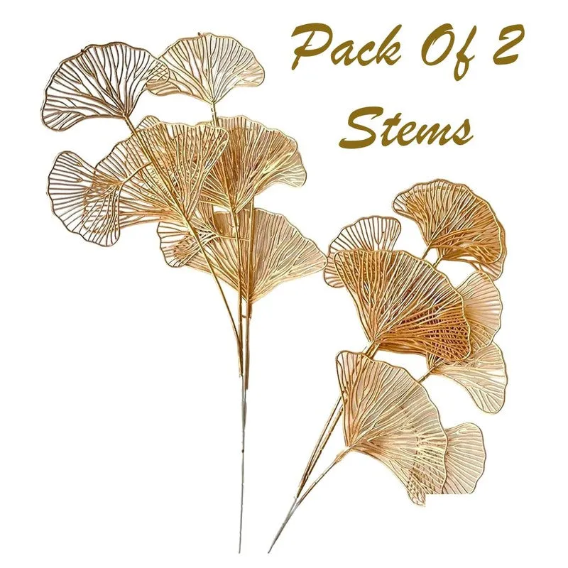 Golden Wishes Polyester Artificial Flower Sticks - Set Of Two media 4