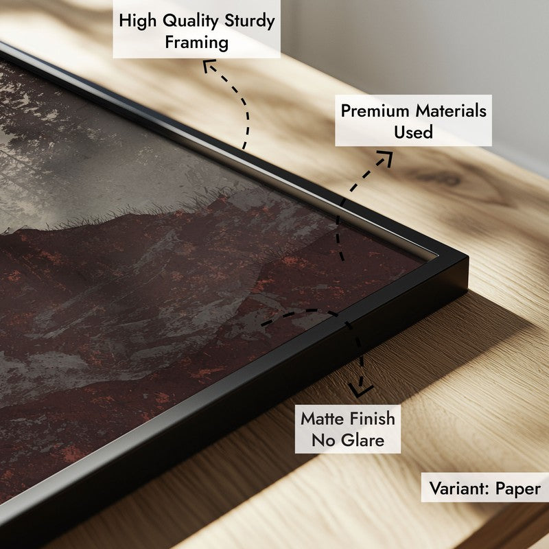 Crimson Sun III Over Silent Peaks Wall Painting With Black Frame media 7