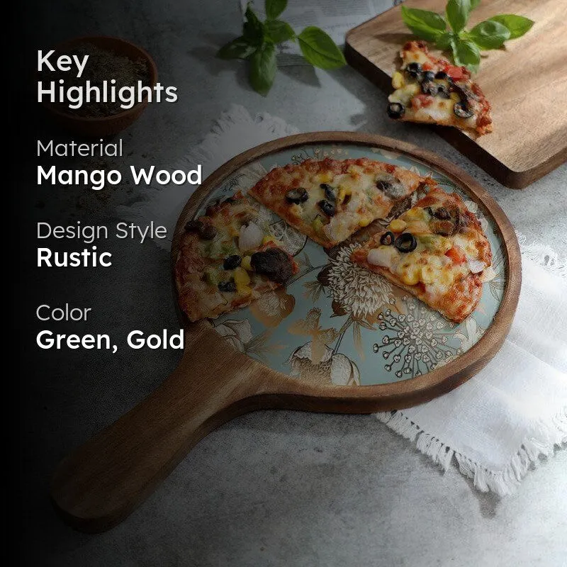 Doris Floral Wood Pizza Platter media 2