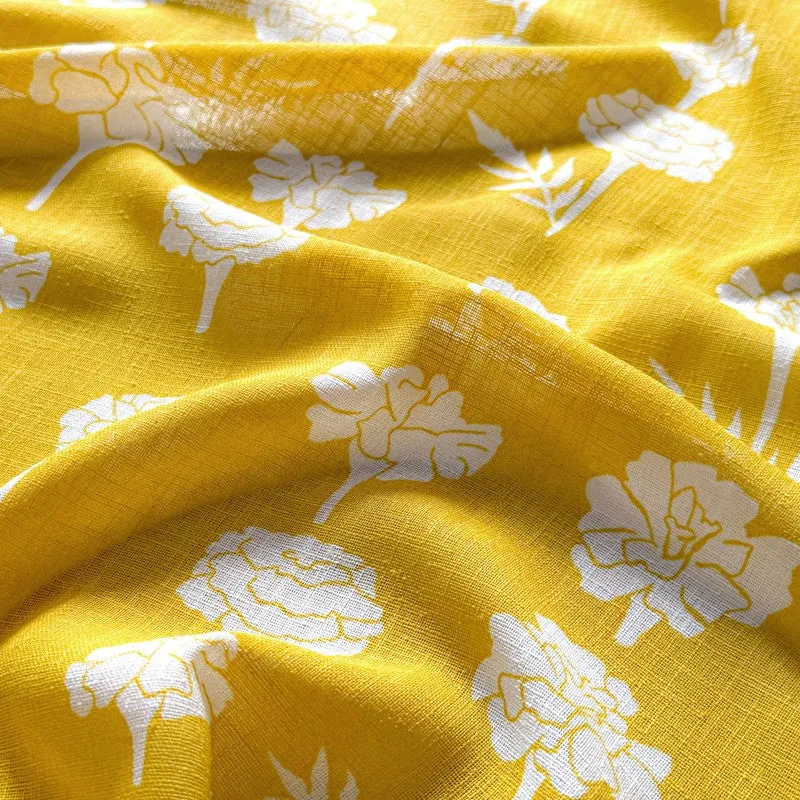 Tranquebar Home Bloom Grace Polyester Curtains(Yellow) - Set Of Two media 5