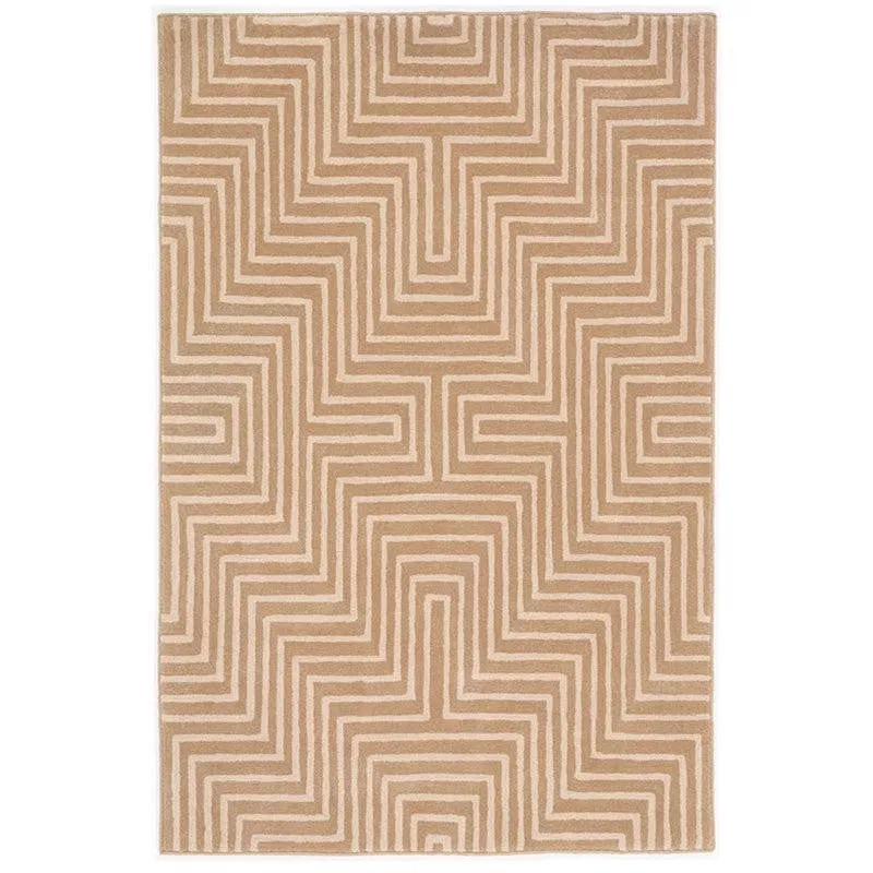 Denethor Hand Tufted Geometric Wool & Nylon Carpet - Beige media 1