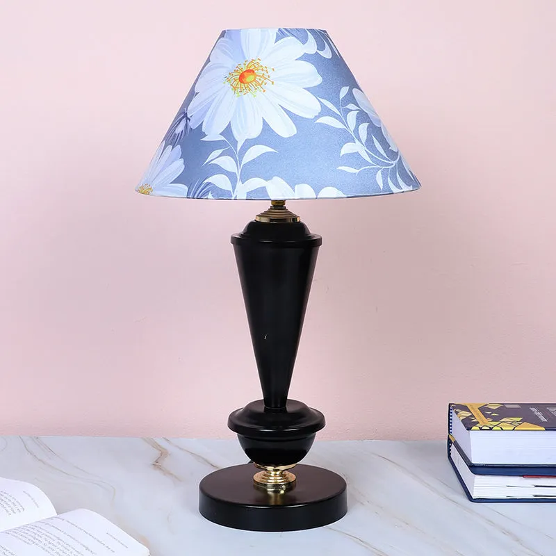 Daisy Blooms Hydra Printed Iron Table Lamp - White,Blue,Black media 2