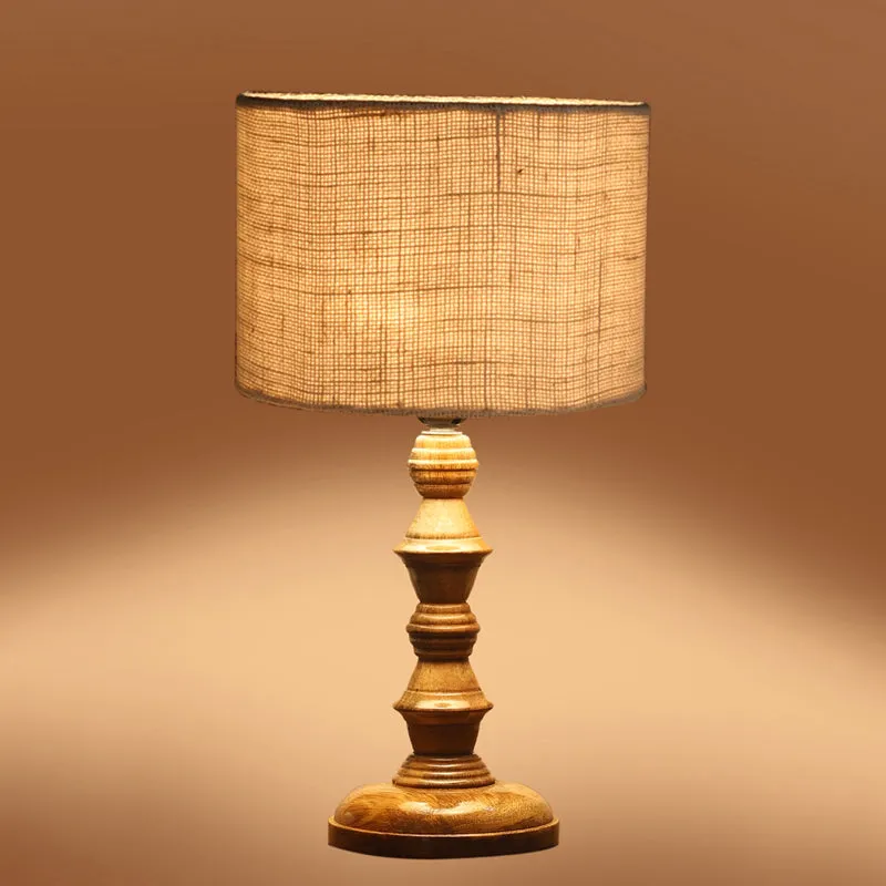 Sienna I Timber Wooden Table Lamp - White,,Brown media 5