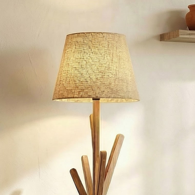Diora Wooden Floor Lamp With Fabric Shade media 4