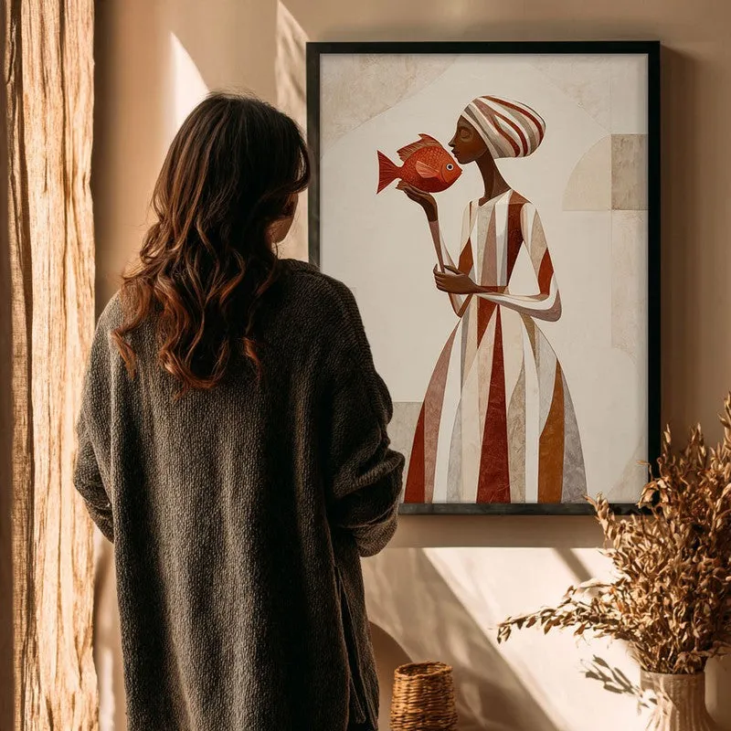 Sahira Traditional Woman Portrait Canvas Wall Painting With Black Frame media 4