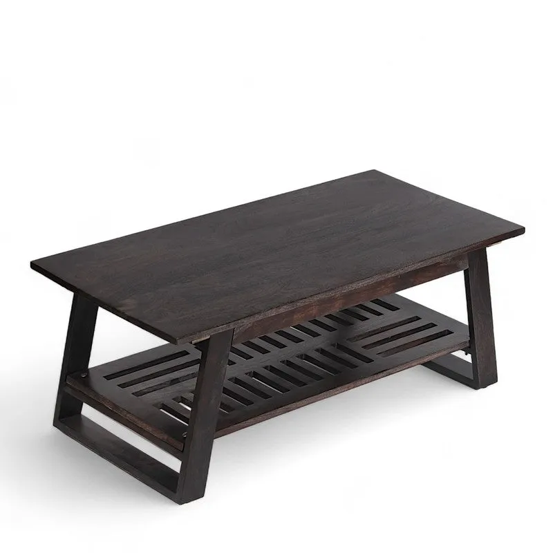 Azvino Sheesham Wooden Center Table - Dark Brown media 5