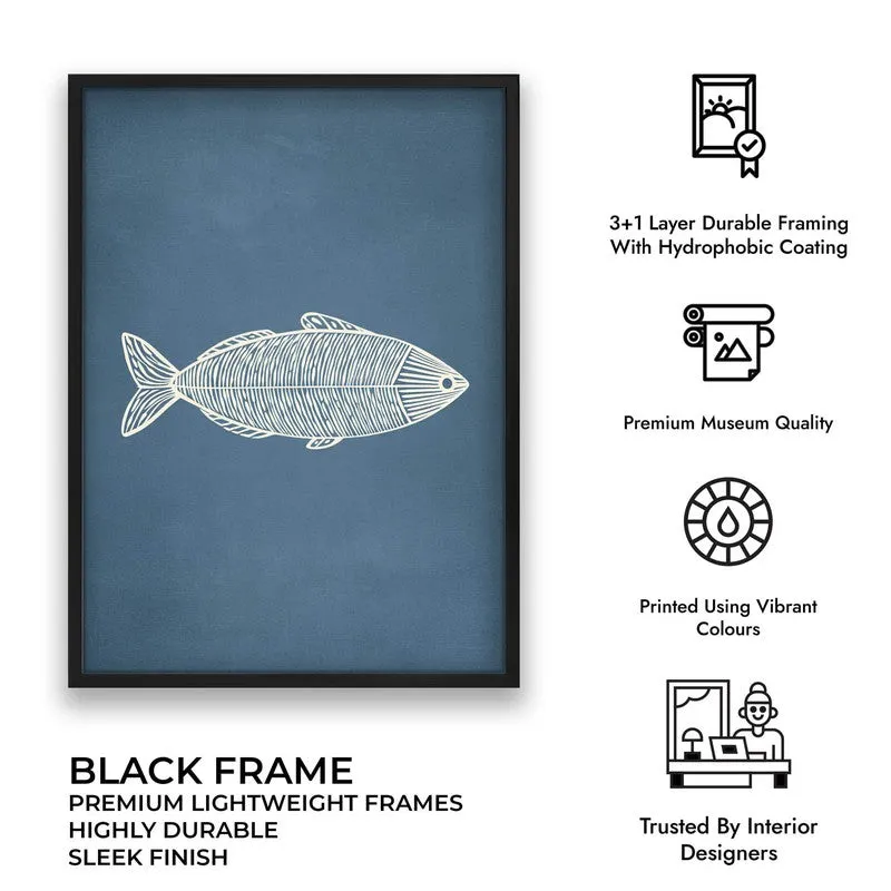 Minimal Fish Artwork Canvas Wall Painting With Black Frame media 11