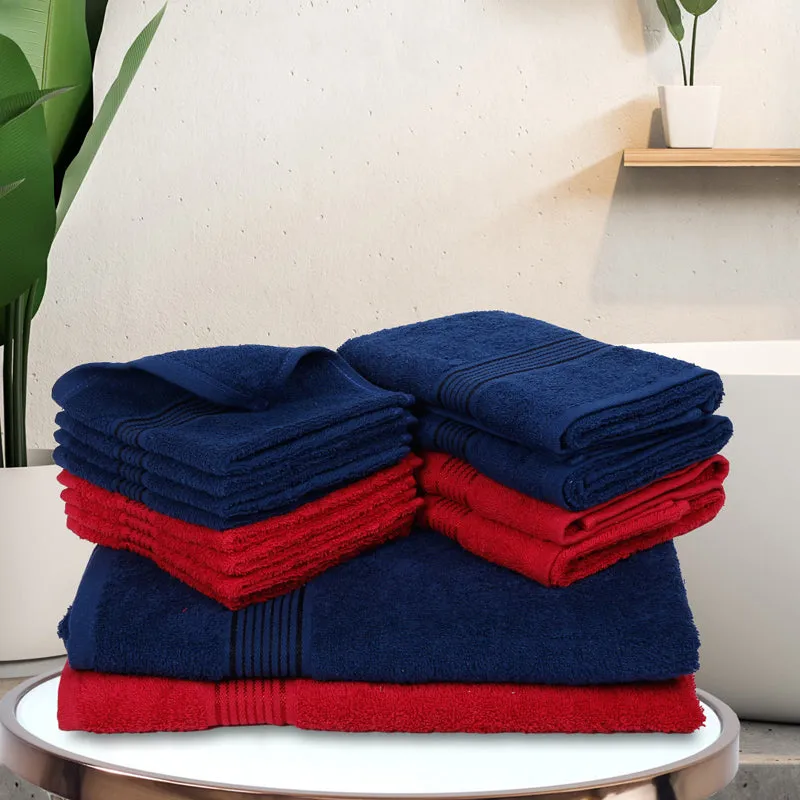 Comfora Towel Set (Red,Blue) - Fourteen Piece Set media 1