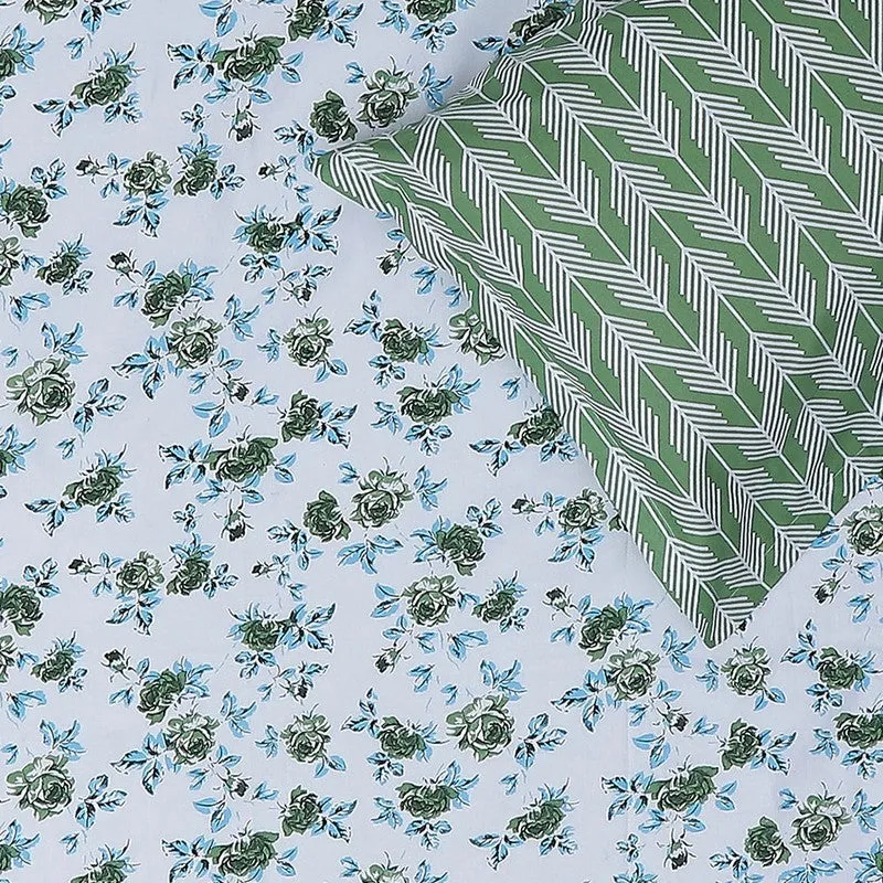 Monte Carlo Fleurish Cotton Bedsheet (White,Green) - 104 TC media 6
