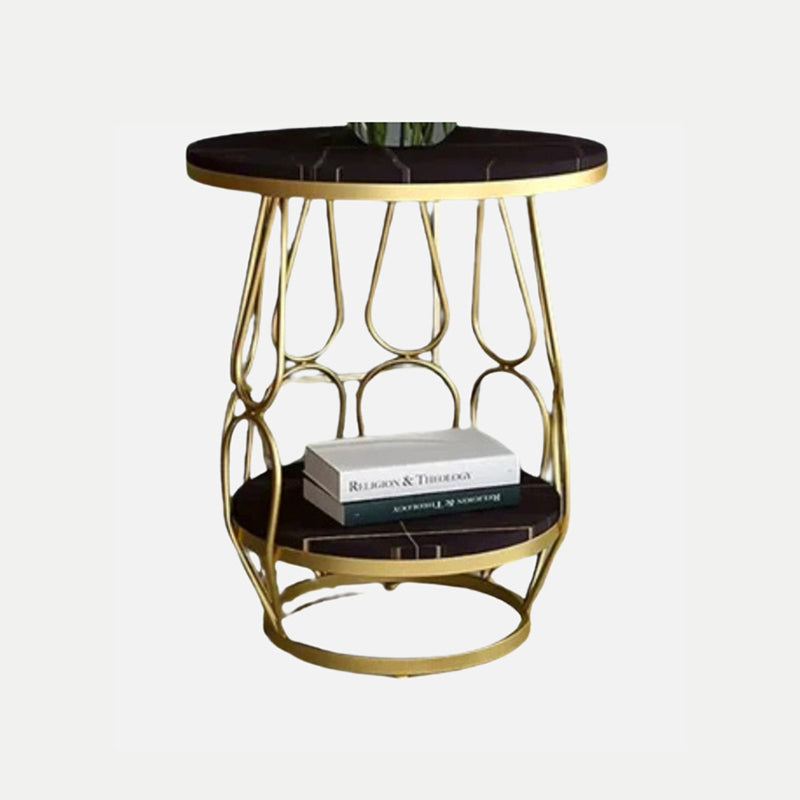 Helix Noble Metal Accent Table with Marble Top media 3