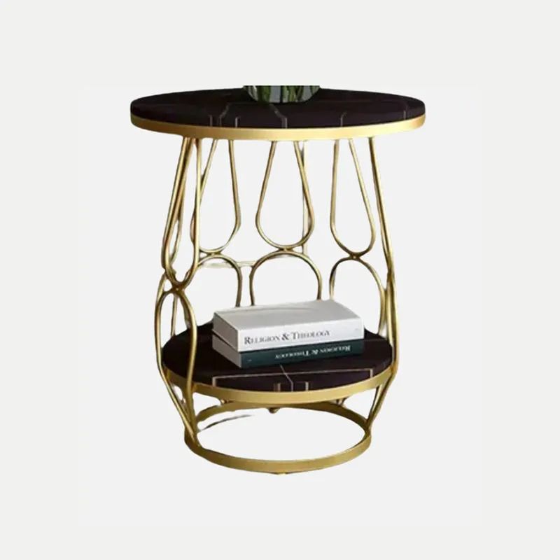 Helix Noble Metal Accent Table with Marble Top media 3