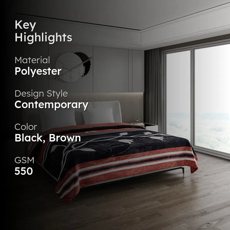 Monte Carlo Ocean Blossom Blanket (Black,Brown) - 550 GSM media 2