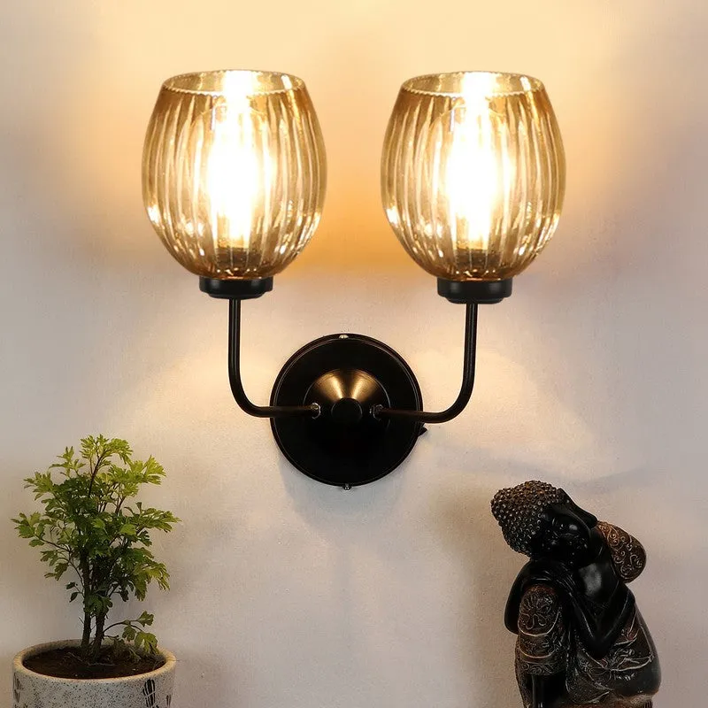 Golden Glow Dual Shade Glass Wall Lamp media 7