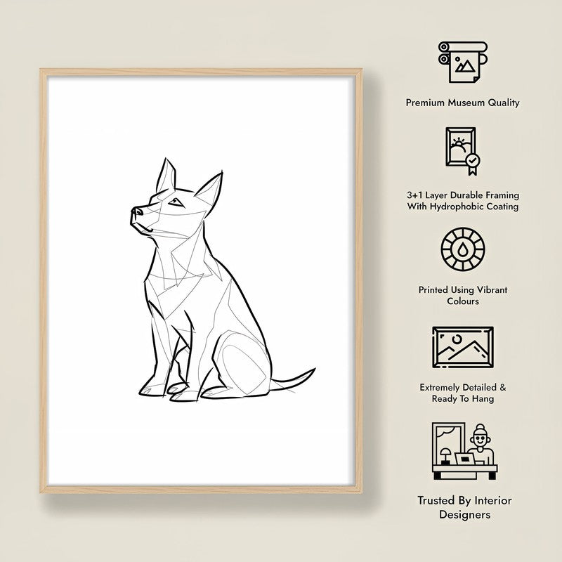 Geometric Dog Archival Canvas Wall Art - Natural Brown Frame media 8