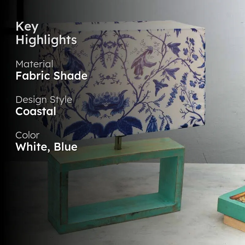 Marina Block Beauty Fabric Table Lamp - White,Blue media 2