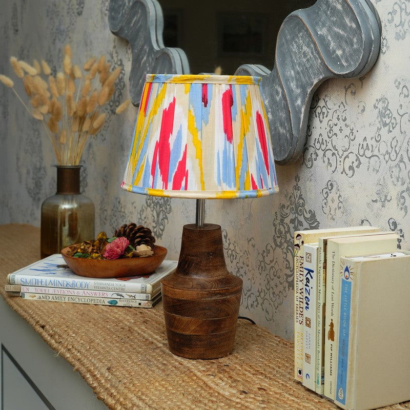 Arcadian Bloom Wooden Base Cotton Table Lamp - Multicolor media 3