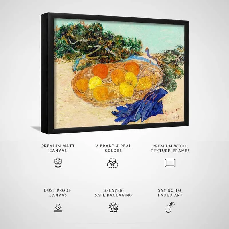 Still Life Of Oranges & Lemons With Blue Gloves By Vincent Van Gogh - Black media 3