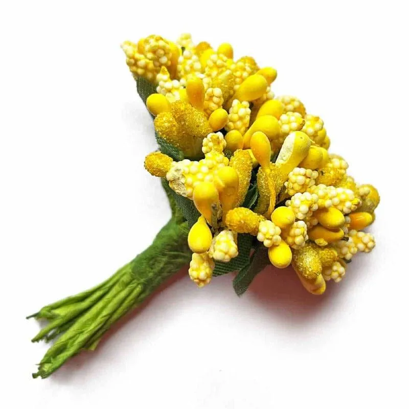Faux Gypsophilia Flower Bunch (Yellow) - Set Of Twelve media 5