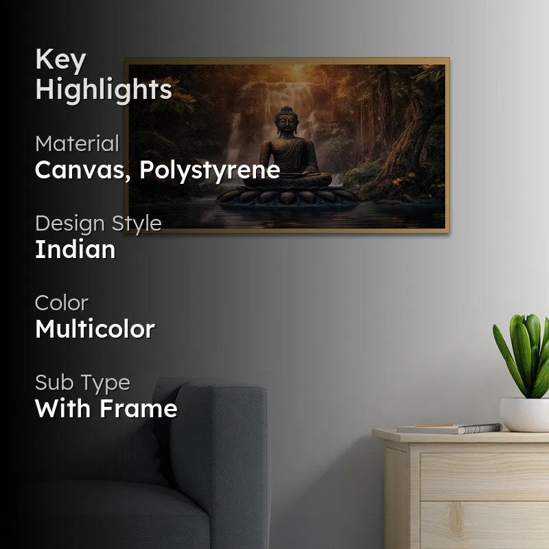 Sacred Buddha Canvas Wall Painting With Frame media 2