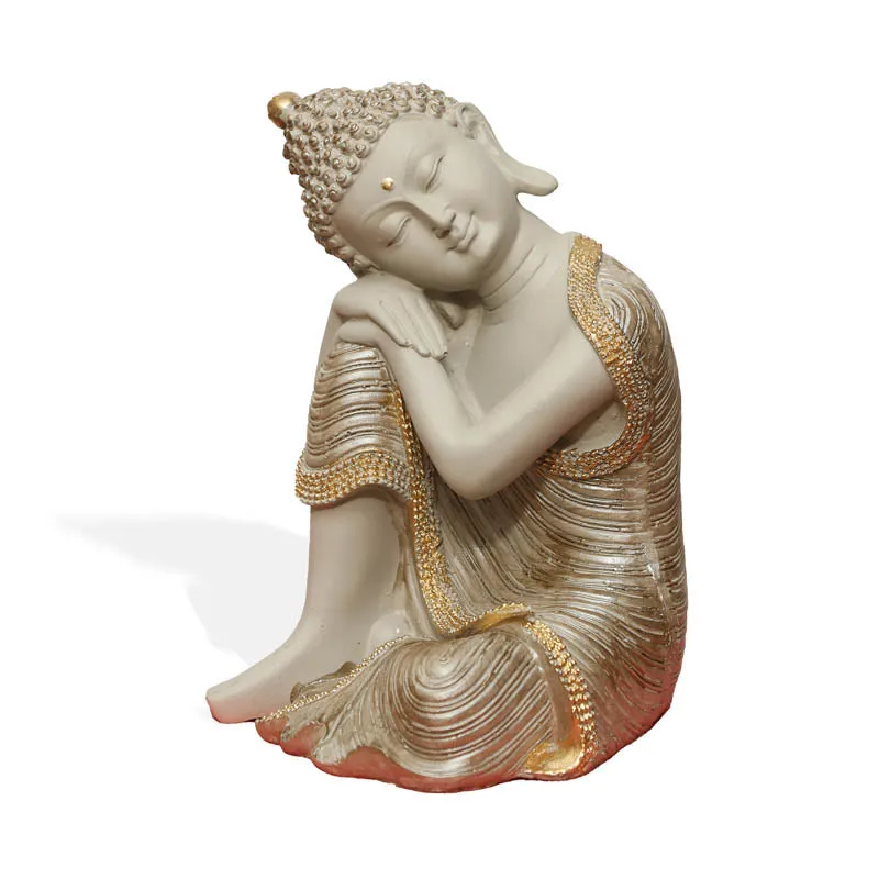 Zen Resting Buddha Showpiece - Cream media 6