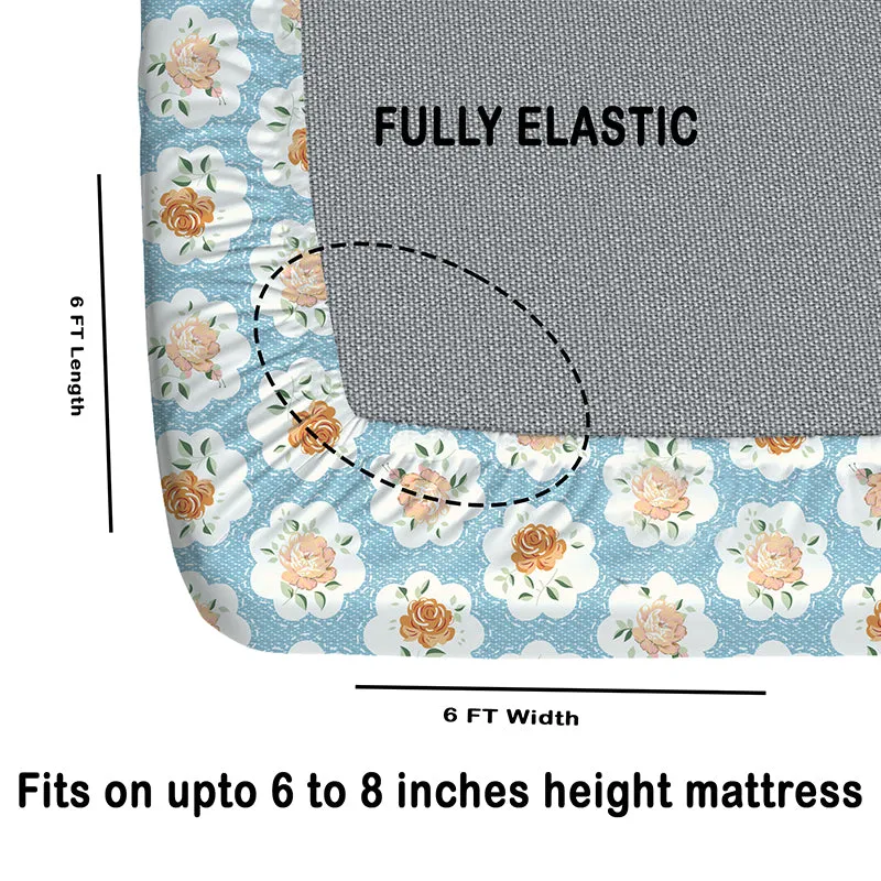 Belinda II Fitted Microfiber Microfiber Bedsheet (Sky Blue) - 150 GSM media 6