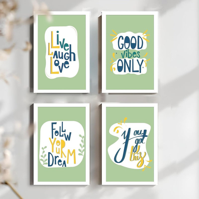 Inspiration Quote Paper Wall Painting With Frame - Set Of Four