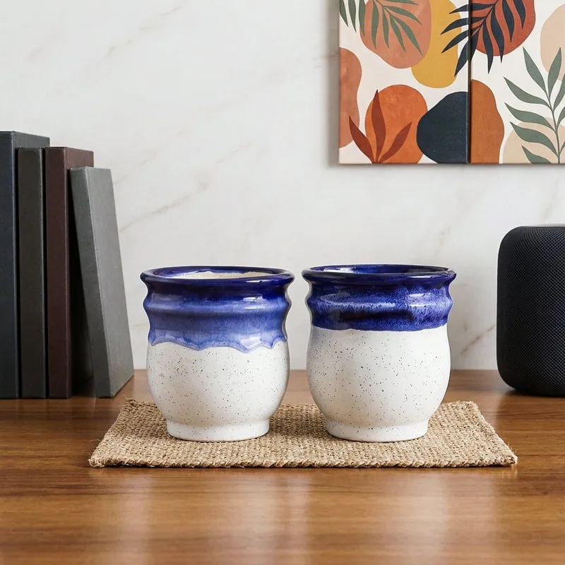 VelourVista Pots Blue,White - Set Of Two media 1