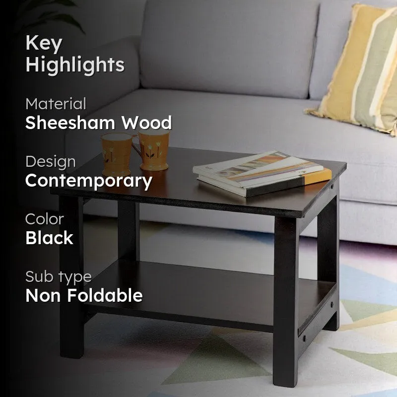 Yirox Sheesham Wooden Center Table - Black media 2