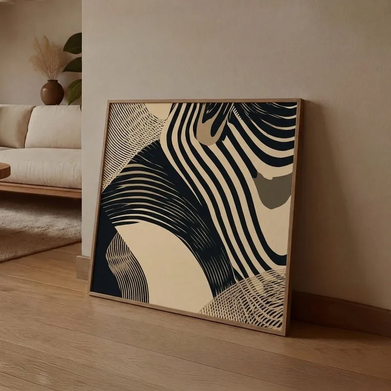 Line Symphony Canvas Wall Art With Frame media 1