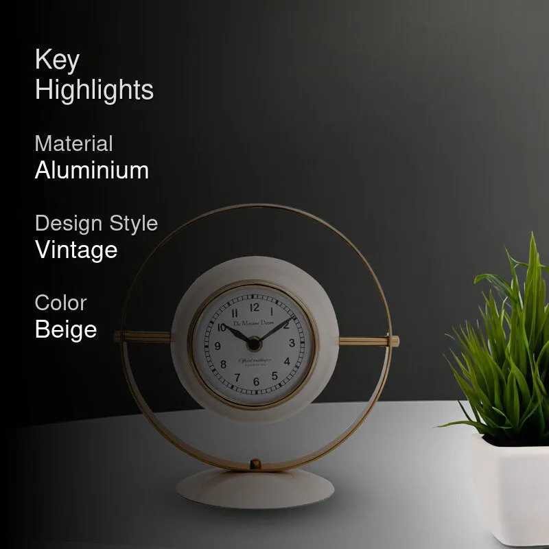 Lineage Halo Table Clock - White & Gold media 2