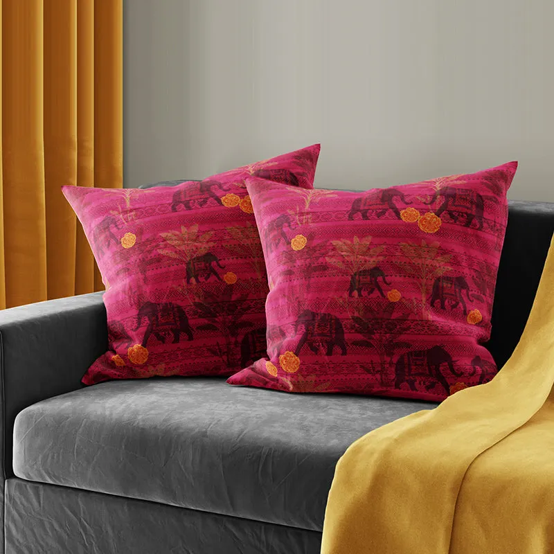 Savannah Haathi Printed Cushion Cover Set - Set Of Two media 1