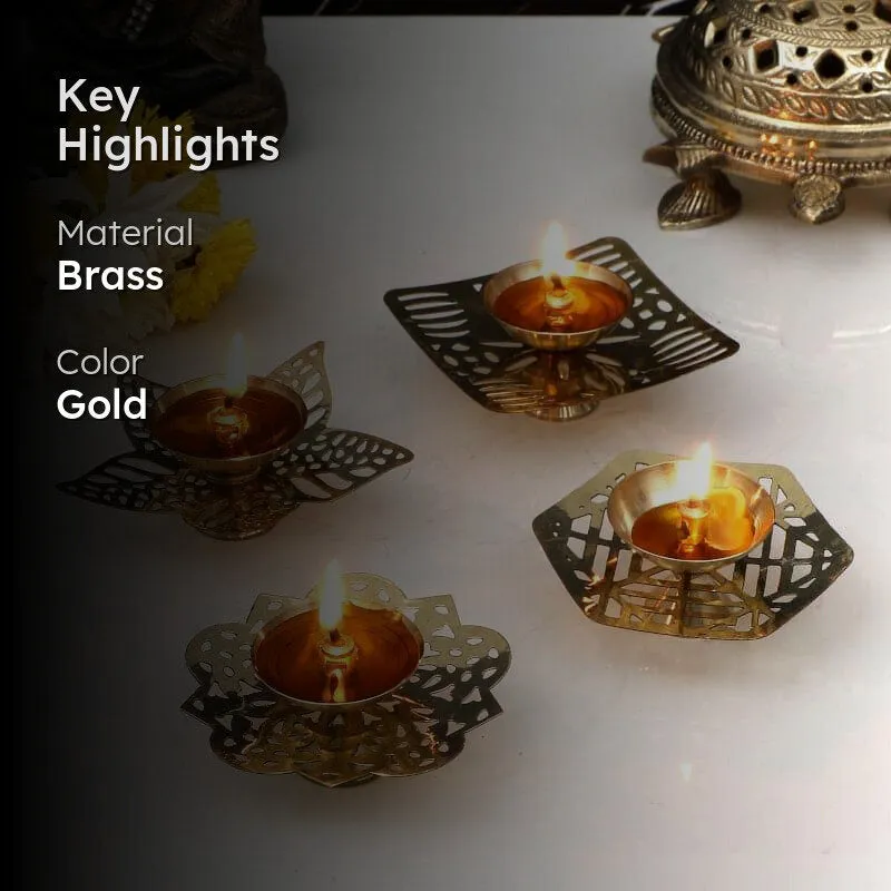 Hastha Brass tealight Candle Holder - Set Of Four media 2