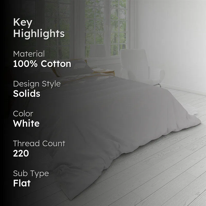 Bliss Sateen Solid Cotton Bedsheet (Moon White) - 220 TC media 2