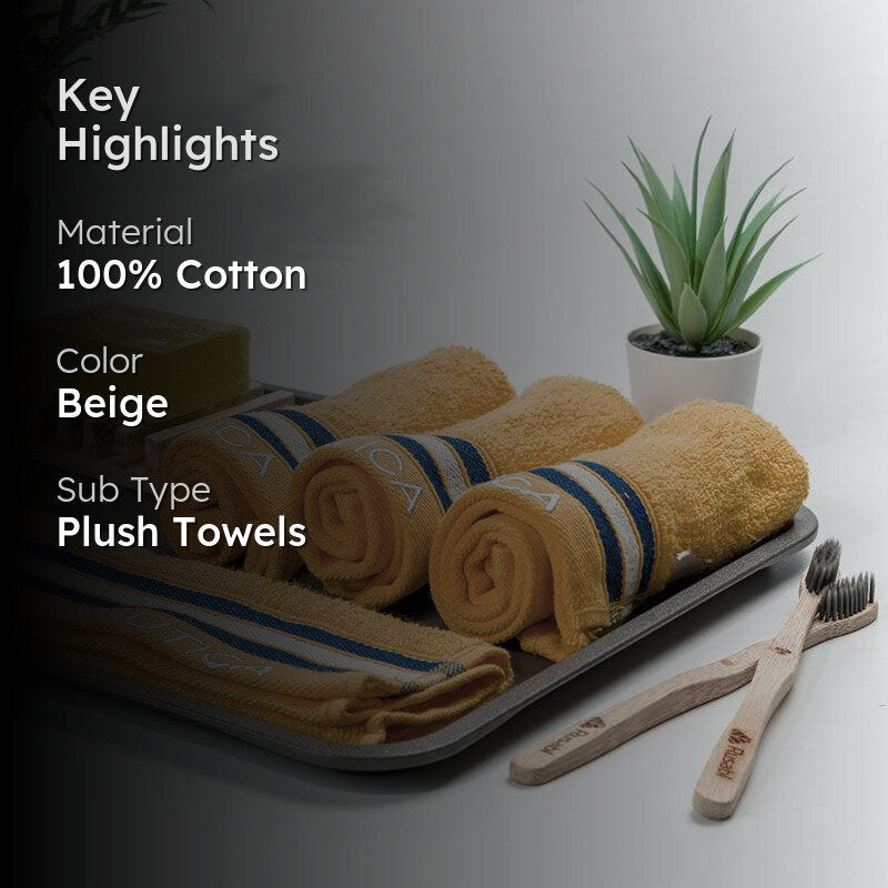 Nautica Dove Down Cotton Hand & Face Towel (Beige) - Set Of Four media 2