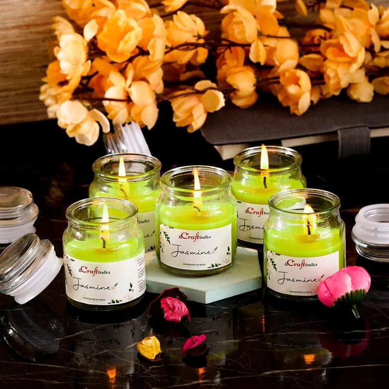 Nithya Jasmine Scented Jar Candle - Set Of Five media 4