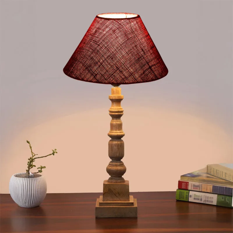 Sienna II Arbor Wooden Table Lamp - Red,Brown media 2